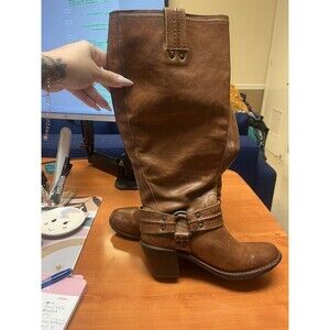 Frye Women’s 6.5B Leather Carmen Harness Tall Knee High‎ Boots Cognac Color